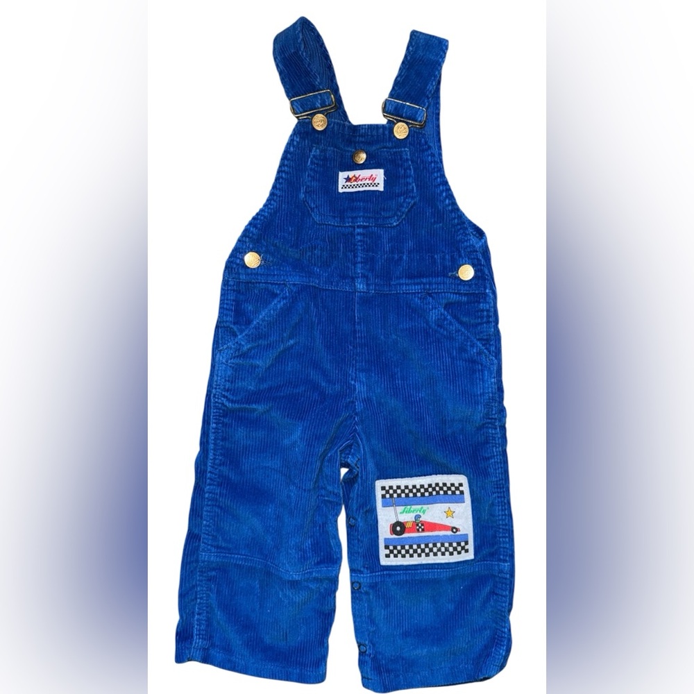 Liberty Blue Corduroy Kids Overalls cars vintage 24 months